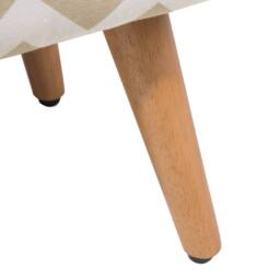Wyld and Coco Beige Cotton Footstool with Rubberwood Legs - Chevron Pattern - thumbnail 8