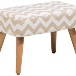 Wyld and Coco Beige Cotton Footstool with Rubberwood Legs - Chevron Pattern - thumbnail 2