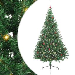 Berkfield Home Artificial Pre-lit Christmas Tree Green 240 cm PVC - thumbnail 1