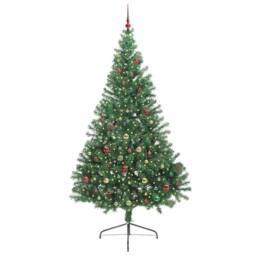 Berkfield Home Artificial Pre-lit Christmas Tree Green 240 cm PVC - thumbnail 2