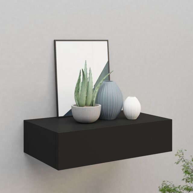 Berkfield Home Wall-mounted Drawer Shelf Black 40x23.5x10cm MDF - Size: 40x23.5x10 cm - image 1
