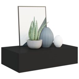 Berkfield Home Wall-mounted Drawer Shelf Black 40x23.5x10cm MDF - Size: 40x23.5x10 cm - thumbnail 3