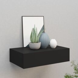 Berkfield Home Wall-mounted Drawer Shelf Black 40x23.5x10cm MDF - Size: 40x23.5x10 cm - thumbnail 1