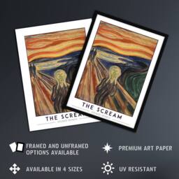 "Artery8 Edvard Munch The Scream Skrik Painting Wall Art Print in Orange - Size: W12"" x H16""" - thumbnail 2