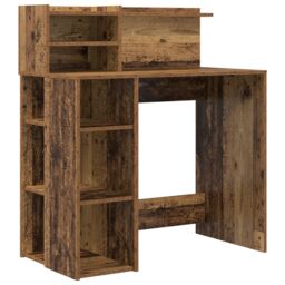Berkfield Home Desk with Storage Old Wood 90x48x101.5 cm Engineered wood - thumbnail 2