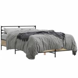 Berkfield Home Bed Frame without Mattress Sonoma Oak 140x200 cm in Brown - thumbnail 1