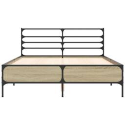 Berkfield Home Bed Frame without Mattress Sonoma Oak 140x200 cm in Brown - thumbnail 4