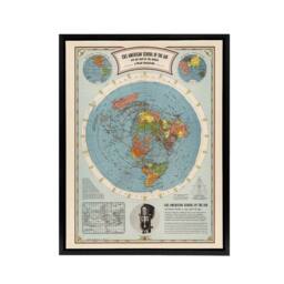 "Artery8 American School Of The Air Age World Map Framed Canvas Wall Art Print in Blue - Size: W12"" x H16""" - thumbnail 1