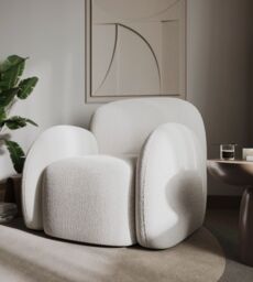 Flair Nina Boucle Teddy Accent Chair in Cream - thumbnail 1