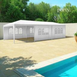 tectake Gazebo Miramas with 8 side panels, water-resistant, 9x3m in White - Size: Large - thumbnail 8