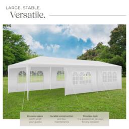 tectake Gazebo Miramas with 8 side panels, water-resistant, 9x3m in White - Size: Large - thumbnail 3