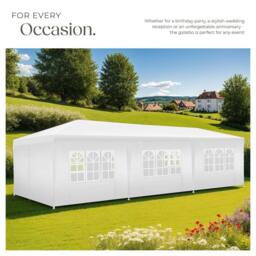 tectake Gazebo Miramas with 8 side panels, water-resistant, 9x3m in White - Size: Large - thumbnail 7