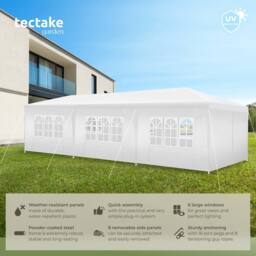 tectake Gazebo Miramas with 8 side panels, water-resistant, 9x3m in White - Size: Large - thumbnail 2