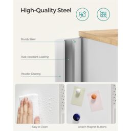 VASAGLE Metal Cabinet Industrial Double Doors Magnetic Closure Steel Frame in White - thumbnail 4
