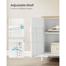 VASAGLE Metal Cabinet Industrial Double Doors Magnetic Closure Steel Frame in White - thumbnail 6