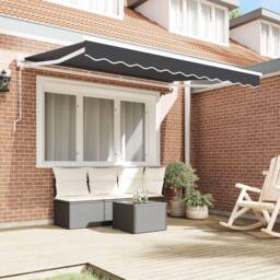 Berkfield Home Manual Retractable Awning Anthracite 300x200 cm in Blue - thumbnail 3