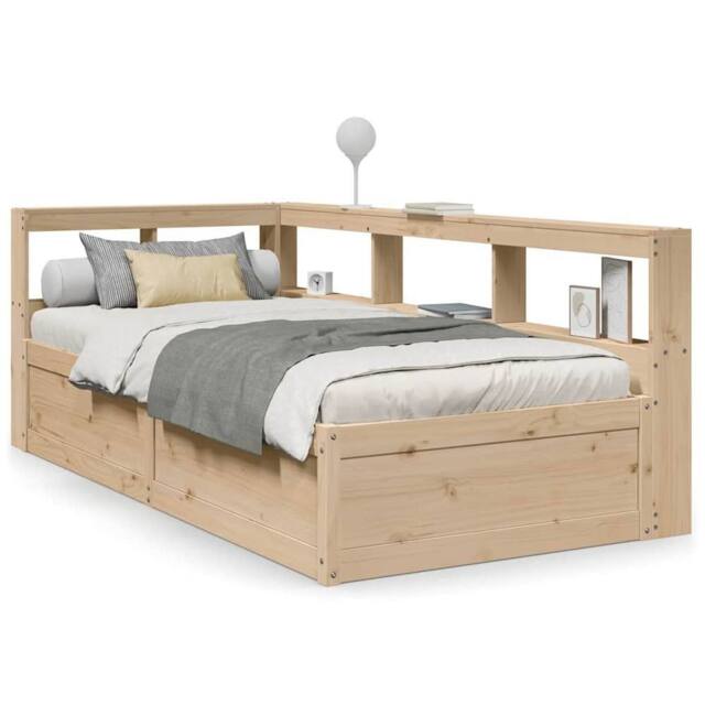Berkfield Home Bookcase Bed without Mattress 90x190cm Solid Wood Pine in Light Tan - Size: 90x190 cm - image 1