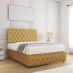 "BSSPOKE Mulberry Plush Velvet Divan Bed 24""Headboard & No Mattress No Drawers in Mustard - Size: King" - thumbnail 3