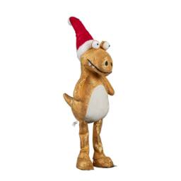 Samuel Alexander 70cm Tall Gold Plush Santa-Saurus Dino Decoration with Santa Hat - thumbnail 1