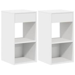 Berkfield Home Durable Bedside Cabinets with Drawer 2 pcs White 35x34x66.5 cm - thumbnail 3