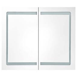 Berkfield Home LED Bathroom Mirror Cabinet Oak 80x12x68 cm in Brown - Size: 80 x 12 x 68 cm - thumbnail 4