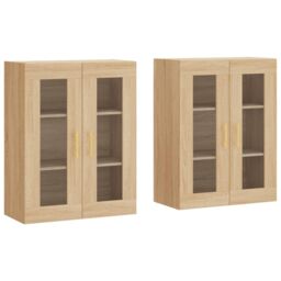 Berkfield Home Wall Mounted Cabinets 2 pcs Sonoma Oak Engineered Wood in Brown - thumbnail 2