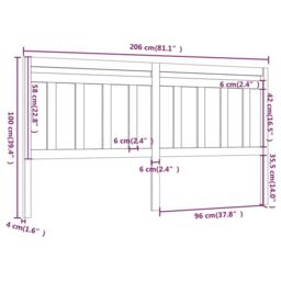 Berkfield Home Bed Headboard Grey 206x4x100 cm Solid Wood Pine - Size: 206 x 4 x 100 cm - thumbnail 5