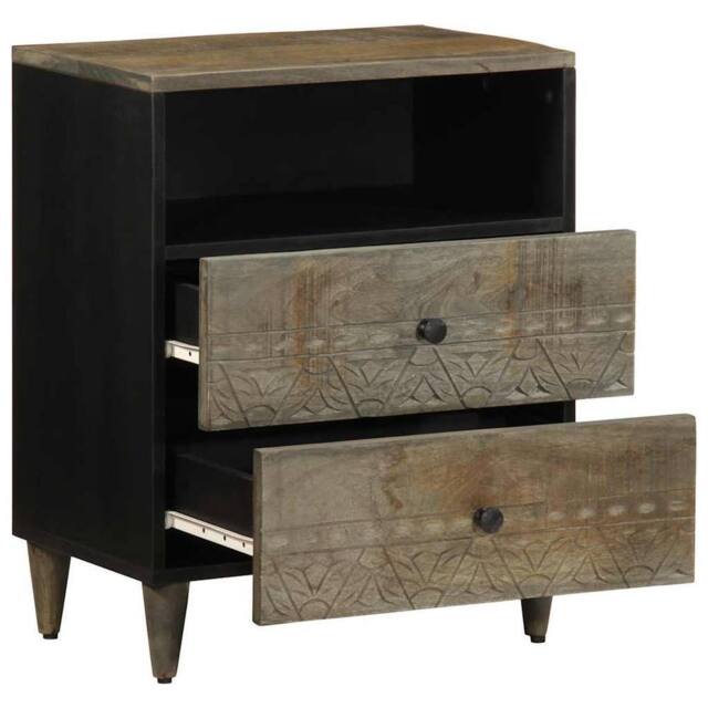 Berkfield Home Beautiful Bedside Cabinet Light Grey 50x33x60 cm Solid Wood Mango - Size: 50 x 33 x 60 cm - image 1