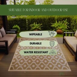 Marco Paul 230cm x 160cm Outdoor Garden Rug - Mocha in Grey - Size: Large - thumbnail 5