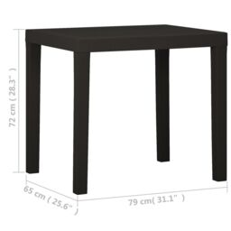 Berkfield Home Garden Table Anthracite 79x65x72 cm Plastic in Black - Size: 79 x 65 x 72 cm - thumbnail 5