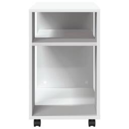 Berkfield Home Side Table with Wheels White 70x35x60 cm Engineered Wood - Size: 70 x 35 x 60 cm - thumbnail 6