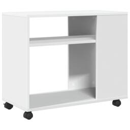 Berkfield Home Side Table with Wheels White 70x35x60 cm Engineered Wood - Size: 70 x 35 x 60 cm - thumbnail 7