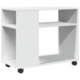 Berkfield Home Side Table with Wheels White 70x35x60 cm Engineered Wood - Size: 70 x 35 x 60 cm - thumbnail 3