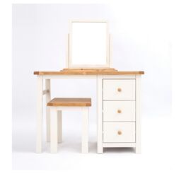 Cabinet Bits Maggiori 3 Drawer Dressing Table Set Wood Knob in Off-White