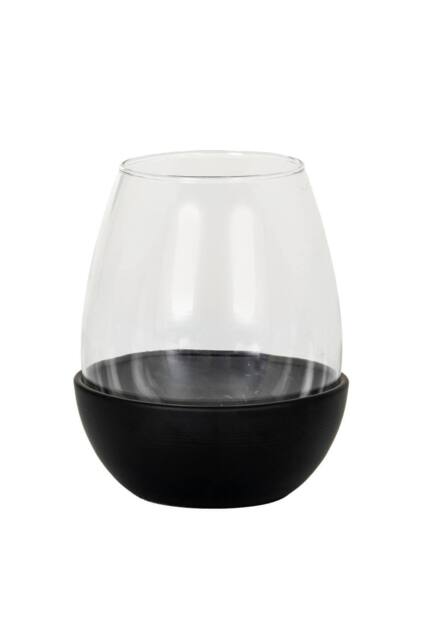 KDMD Neris Medium Candle Holder with Glass Goblet - Elegant Home Decor in Black - image 1