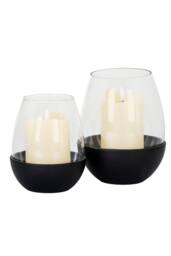 KDMD Neris Medium Candle Holder with Glass Goblet - Elegant Home Decor in Black - thumbnail 3