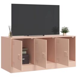Berkfield Home TV Cabinet Pink 99x39x44 cm Steel - Size: 99 x 39 x 44 cm - thumbnail 4