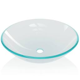 Berkfield Home Stylish Basin Tempered Glass 42 cm Transparent in Clear