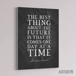 "Artery8 Abraham Lincoln Future Slate Quote Canvas Wall Art Print in Grey - Size: W18"" x H24""" - thumbnail 2