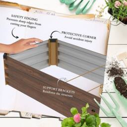 KORVIXA Galvanised Raised Bed for Garden in Brown - Size: 1.25kg - thumbnail 4