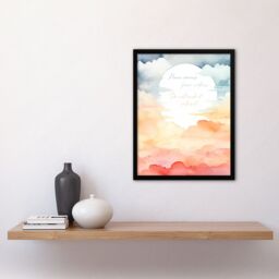 Artery8 Wall Art Print Peace Comes From Within Buddhist Mindfulness Sun Clouds Framed in Orange - Size: A4 - thumbnail 4