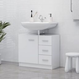 Berkfield Home Sink Cabinet White 63x30x54 cm Engineered Wood - Size: 63 x 30 x 54 cm - thumbnail 1