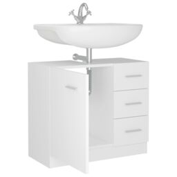 Berkfield Home Sink Cabinet White 63x30x54 cm Engineered Wood - Size: 63 x 30 x 54 cm - thumbnail 4
