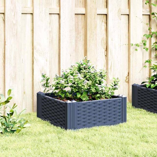 Berkfield Home Beautiful Garden Planter with Pegs Blue Grey 42.5x42.5x28.5 cm PP in Dark Blue - image 1