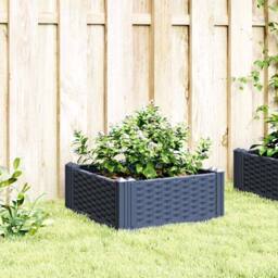 Berkfield Home Beautiful Garden Planter with Pegs Blue Grey 42.5x42.5x28.5 cm PP in Dark Blue