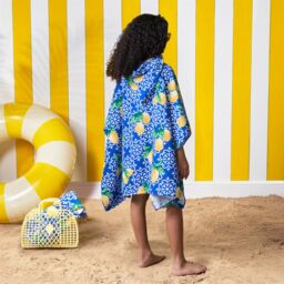 OHS Poncho Beach Towel Poncho Hooded Quick Dry Microfibre Soft in Blue - thumbnail 2