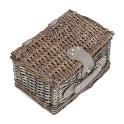 Red Hamper Wicker Small Antique Wash Split Willow Chest Hamper Basket in Grey - thumbnail 3