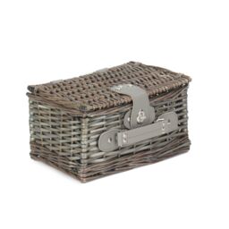 Red Hamper Wicker Small Antique Wash Split Willow Chest Hamper Basket in Grey - thumbnail 2
