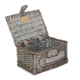Red Hamper Wicker Small Antique Wash Split Willow Chest Hamper Basket in Grey