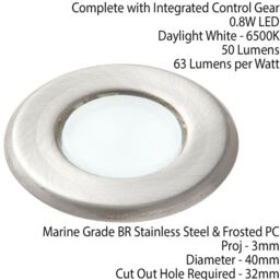 Loops IP67 Outdoor LED Ground Light 0.8W Daylight White Steel Flush Decking Floor Lamp - thumbnail 2